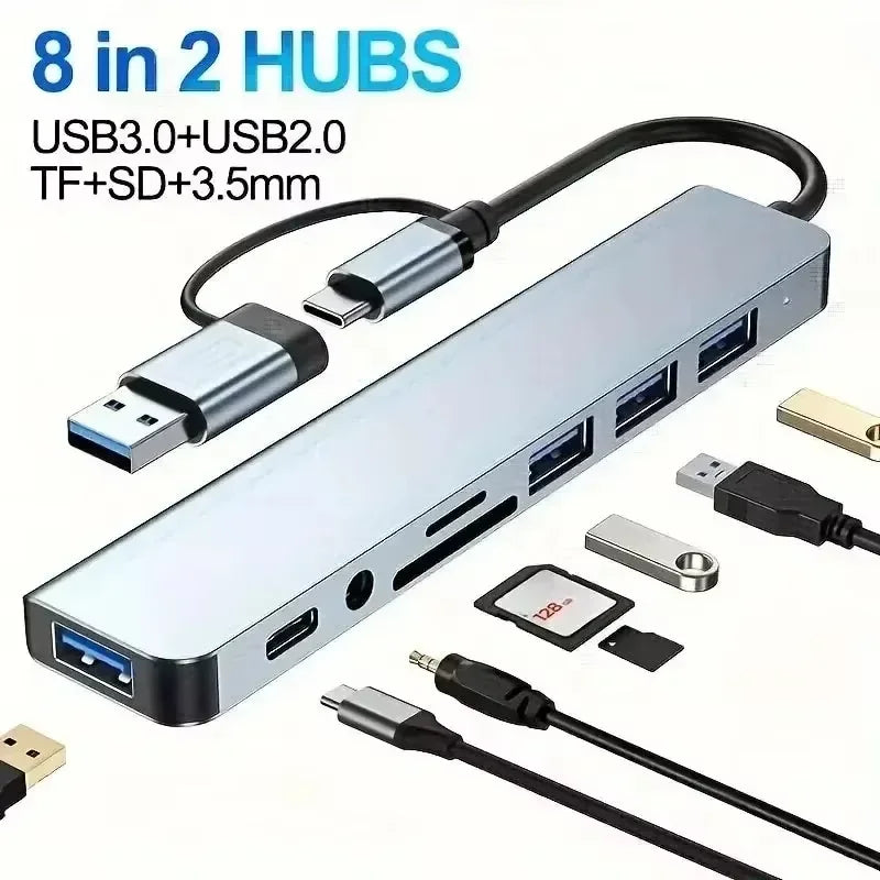 🔌 HUB USB-C 8w1 – Wielofunkcyjny Adapter do Laptopa