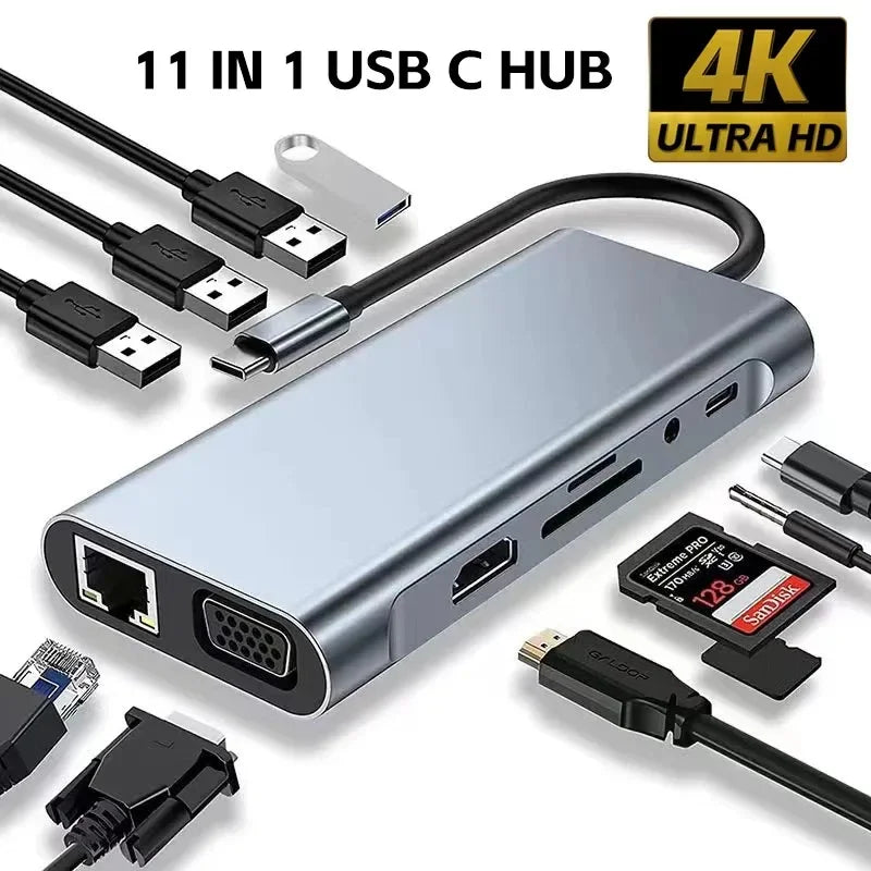 🔌 HUB USB-C 8w1 – Wielofunkcyjny Adapter do Laptopa