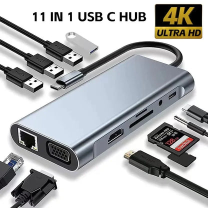 🔌 HUB USB-C 8w1 – Wielofunkcyjny Adapter do Laptopa